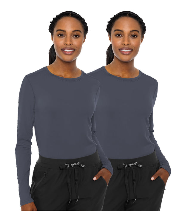Med Couture Women's Underscrub Top Long Sleeve Performance Knit Tee, 360° Stretch, Lightweight & Ultra Soft Fabric - MC8499