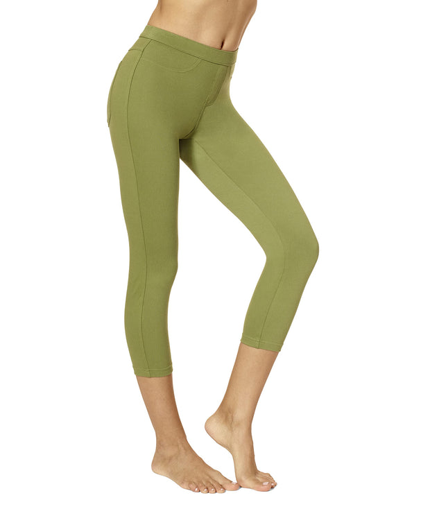 No Nonsense Women's Classic Denim Capri Leggings with Pockets, Comfortable Stretch Pull on Pants