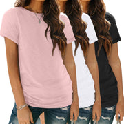 SUNBS Womens 3 Pack T-Shirts Short Sleeve Summer Tops Fashion Basic Tees Comfy Casual Vacation Outfits Workout Clothes 2025