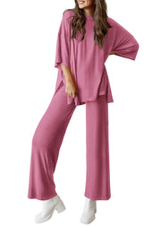 PRETTYGARDEN Women's 2 Piece Outfits Casual Short Sleeve Pullover Tops and Wide Leg Pants Lounge Sets Tracksuits