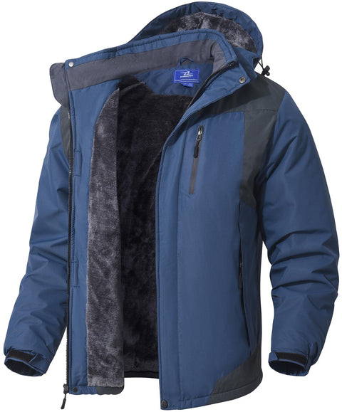 SPOSULEI Mens Skiing Jackets with Hoode Snowboarding Waterproof Fleece Liner Coats Windproof Winter Raincoat Multi Pockets