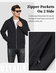 MAGCOMSEN Men's Lightweight Jackets Full Zip Up Light Coat Laydown Collar Jacket Casual Windbreaker Jacket with Zip Pockets