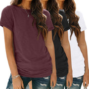 SUNBS Womens 3 Pack T-Shirts Short Sleeve Summer Tops Fashion Basic Tees Comfy Casual Vacation Outfits Workout Clothes 2025