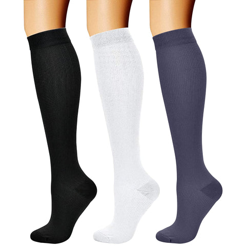 CHARMKING Compression Socks for Women & Men Circulation (3 Pairs) 15-20 mmHg is Best Support for Athletic Running Cycling