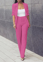 HuiSiFang Womens Fall Fashion 2 Piece Blazer Sets Open Front Blazers and Slim Fit Pants Suits Set