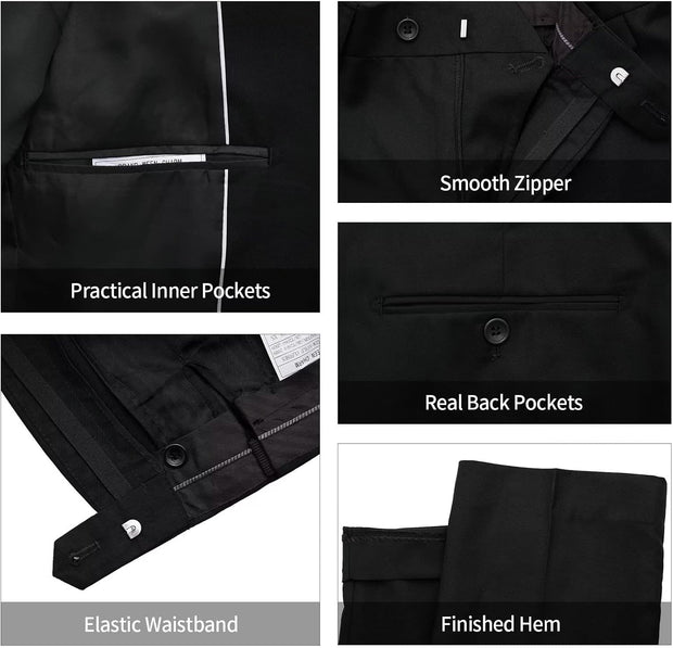 WEEN CHARM Men's Suits Slim Fit,3 Piece Suit for Men,2 Button Blazer Jacket Vest Pants with Tie,Men Tuxedo Suit Set