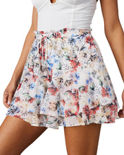 Flowy Shorts for Women Casual Boho Floral Skorts Ruffle Mini Skirts Running Tennis Butterfly Shorts Chiffon Shorts
