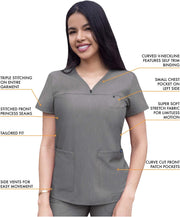 Adar Pro Movement Booster Scrub Set for Women - Sweetheart V-Neck Scrub Top & Yoga Jogger Scrub Pants