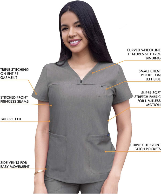 Adar Pro Movement Booster Scrub Set for Women - Sweetheart V-Neck Scrub Top & Yoga Jogger Scrub Pants