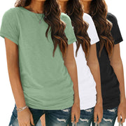 SUNBS Womens 3 Pack T-Shirts Short Sleeve Summer Tops Fashion Basic Tees Comfy Casual Vacation Outfits Workout Clothes 2025