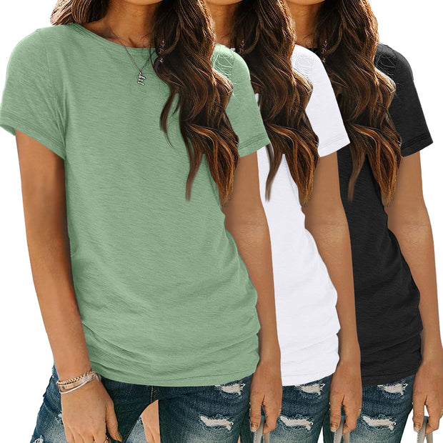 SUNBS Womens 3 Pack T-Shirts Short Sleeve Summer Tops Fashion Basic Tees Comfy Casual Vacation Outfits Workout Clothes 2025