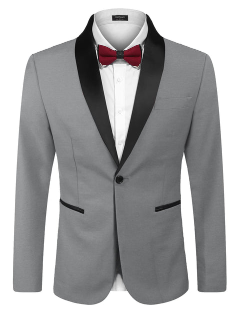 COOFANDY Men's Tuxedo Jacket One Button Dress Suit Blazer Jacket for Wedding Dinner Prom Party