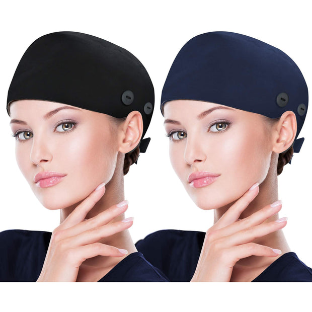 ABAMERICA Working Caps with Button and Sweatband, Adjustable Working Hats for Women Men, One Size(Tie Back or Toggle)