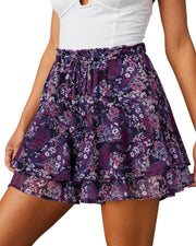 Flowy Shorts for Women Casual Boho Floral Skorts Ruffle Mini Skirts Running Tennis Butterfly Shorts Chiffon Shorts