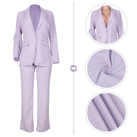 HuiSiFang Womens Fall Fashion 2 Piece Blazer Sets Open Front Blazers and Slim Fit Pants Suits Set