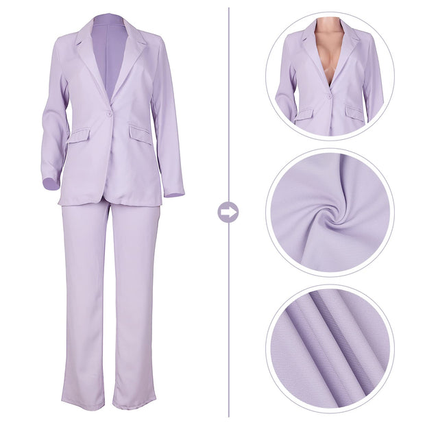 HuiSiFang Womens Fall Fashion 2 Piece Blazer Sets Open Front Blazers and Slim Fit Pants Suits Set