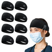 ABAMERICA Headbands with Button for Mask, Wide Nurses Headbands Non Slip Elastic Ear Protection for Women Men Doctors Sweatband Headband (BUTTON- 1 PACK COLOR05)