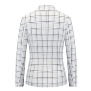 Womens 2 Piece Plaid Suits Set Business Office One Button Blazer Jacket Casual Long Sleeve Pant Suit Set
