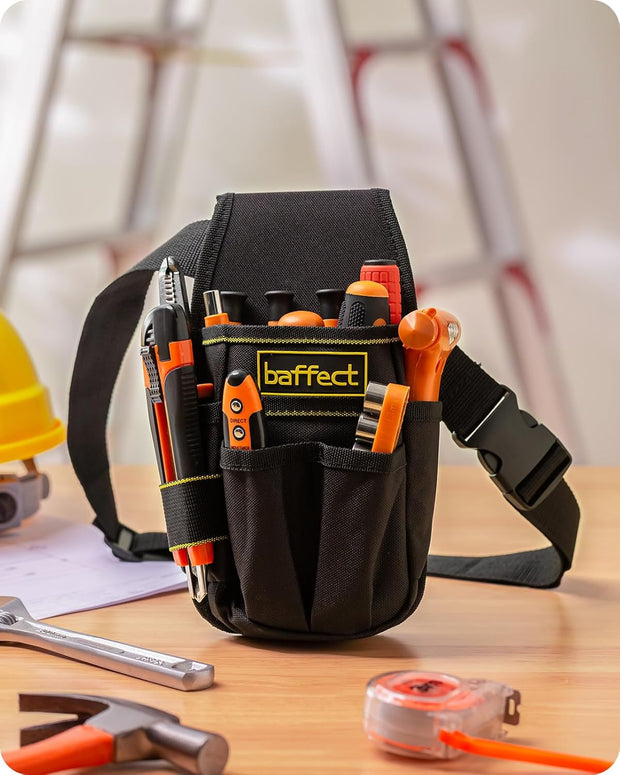 Baffect Pocket Tool Pouch，6-Pouches and 9 Screwdriver Loops Construction, Heavy-Duty Tool Bag with Adjustable Belt for Electrician Work