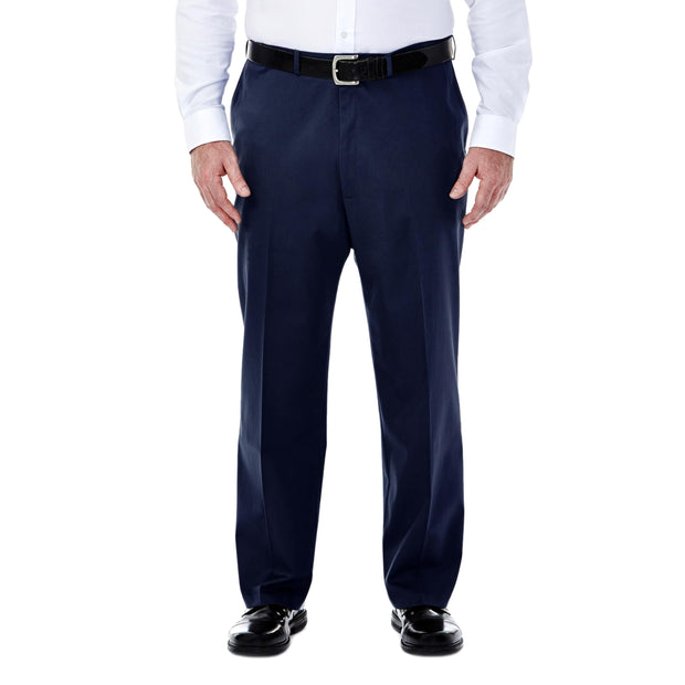 Haggar Men's Premium No Iron Khaki Classic Fit Expandable Waist Flat Front Pant (Regular and Big & Tall Sizes)
