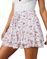 Flowy Shorts for Women Casual Boho Floral Skorts Ruffle Mini Skirts Running Tennis Butterfly Shorts Chiffon Shorts