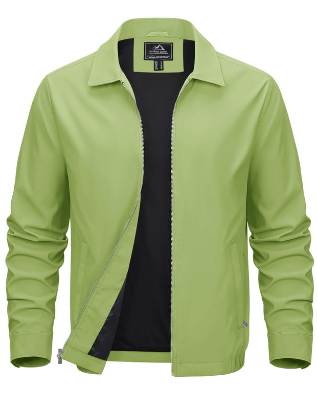 MAGCOMSEN Men's Lightweight Jackets Full Zip Up Light Coat Laydown Collar Jacket Casual Windbreaker Jacket with Zip Pockets