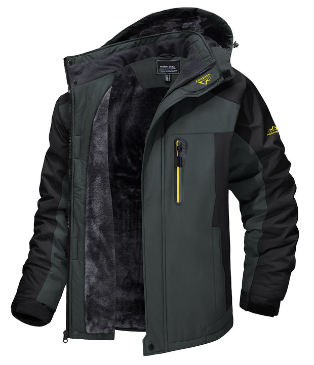 TACVASEN Men's Winter Ski Jacket Waterproof Snow Coats Snowboard Fleece Lining Jacket Warm Parka with Hooded