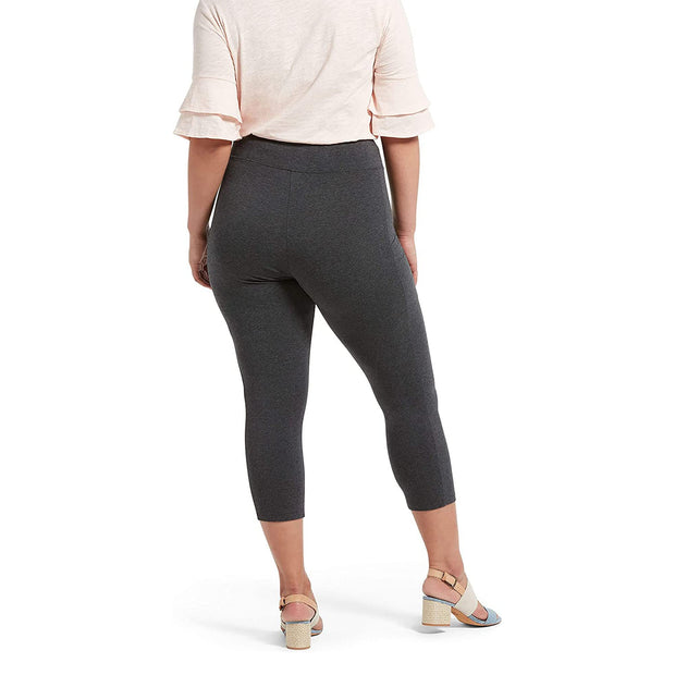 No Nonsense Women's Classic Denim Capri Leggings with Pockets, Comfortable Stretch Pull on Pants