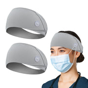 ABAMERICA Headbands with Button for Mask, Wide Nurses Headbands Non Slip Elastic Ear Protection for Women Men Doctors Sweatband Headband (BUTTON- 1 PACK COLOR05)