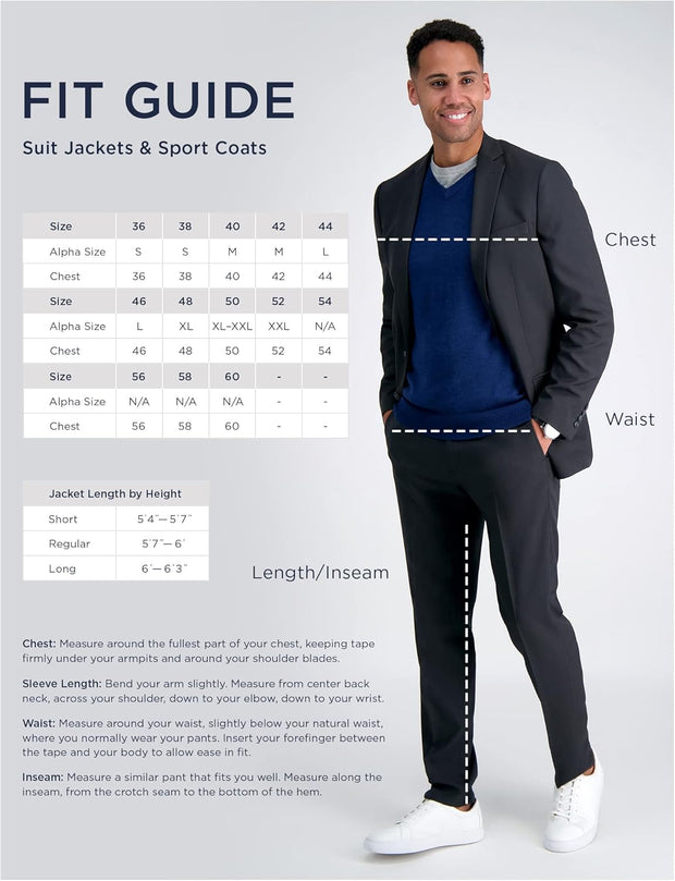 Haggar Men's JMH Premium Stretch Classic Fit Solid Color Suit Separates - Pants and Jackets