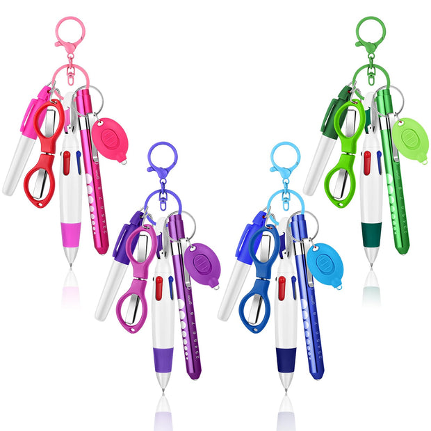 12 pcs Nurse Pen Set Two Colors Pink Purple Include Permanent Marker Pen Pen Lights for Nurses Retractable Ballpoint Pen Nursing Keychain Clip Foldable Scissors LED Flashlight Keychain for Nurses