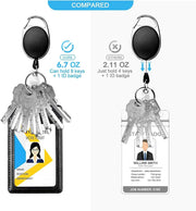 Teskyer Badge Reel, 5 Pack Retractable Badge Holders with Carabiner Belt Clip and Key Ring for ID Card Holder and Keychain
