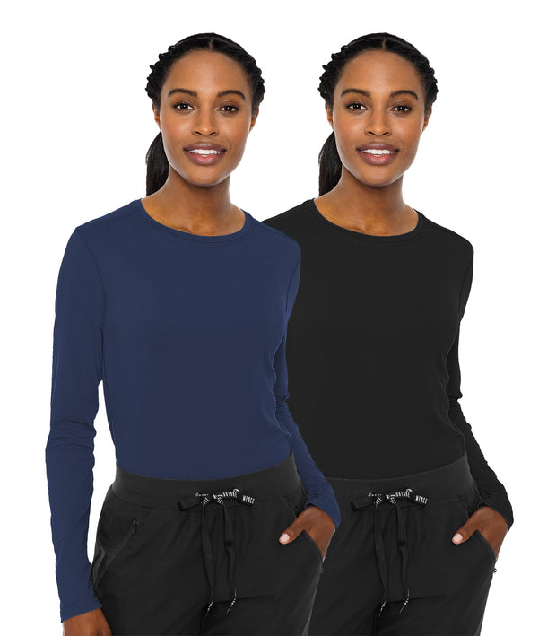 Med Couture Women's Underscrub Top Long Sleeve Performance Knit Tee, 360° Stretch, Lightweight & Ultra Soft Fabric - MC8499