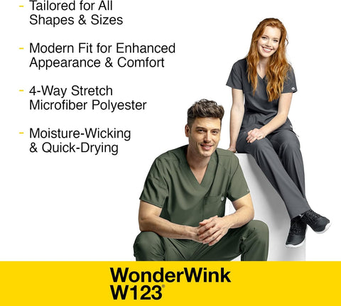 Wink W123 Scrubs for Men, V-Neck Scrub Top