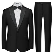 MAGE MALE Men's 2 Piece Suit One Button Slim Fit Formal Wedding Prom Tuxedo Suits Blazer Pants with Bow Tie Set