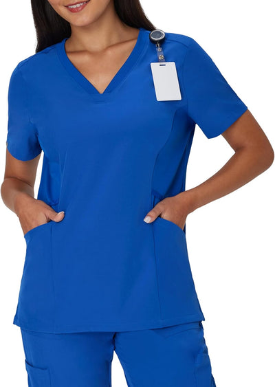 Hanes Women's Scrubs Healthcare Top, Moisture-Wicking Stretch Scrub Shirts, Ribbed Side Panels