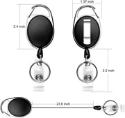 Teskyer Badge Reel, 5 Pack Retractable Badge Holders with Carabiner Belt Clip and Key Ring for ID Card Holder and Keychain