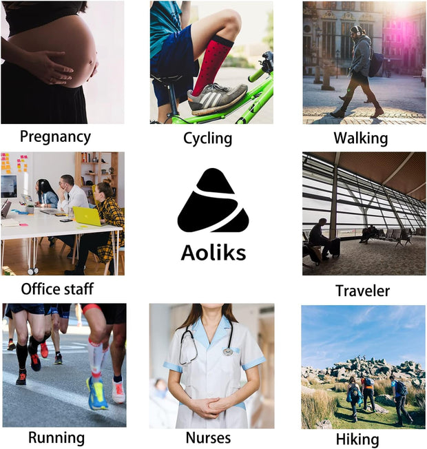 Aoliks Compression Socks for Women & Men 4 Pairs, Best Support for Nurses Running Travel