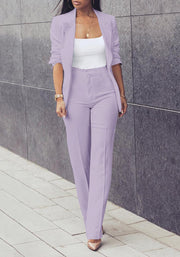 HuiSiFang Womens Fall Fashion 2 Piece Blazer Sets Open Front Blazers and Slim Fit Pants Suits Set