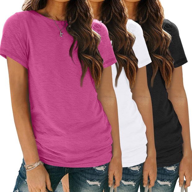 SUNBS Womens 3 Pack T-Shirts Short Sleeve Summer Tops Fashion Basic Tees Comfy Casual Vacation Outfits Workout Clothes 2025