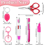 12 pcs Nurse Pen Set Two Colors Pink Purple Include Permanent Marker Pen Pen Lights for Nurses Retractable Ballpoint Pen Nursing Keychain Clip Foldable Scissors LED Flashlight Keychain for Nurses