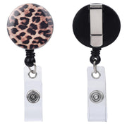 Will Well ID Badge Holder Reel with Clip and Keyring - Heavy-Duty All-Metal Casing with 27.5" UHMWPE Fiber Pull Cord for Durability and Easy Access, Holds up to 8 Keys - 2-Pack, Round, Glossy Black