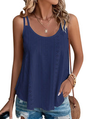 KKJ Womens Cute Tank Tops Eyelet Sleeveless Spaghetti Strap Scoop Neck Loose Casual 2025 Summer Beach Vacation Flowy Shirts