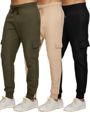 PURE CHAMP Mens 3 Pack Fleece Active Athletic Workout Jogger Sweatpants for Men with Zipper Pocket and Drawstring Size S-3XL