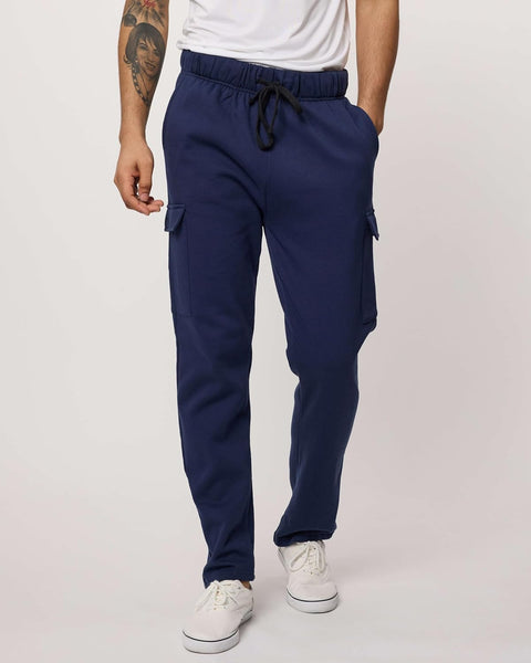 Real Essentials 3 Pack: Men's Tech Fleece Open Bottom Cargo Sweatpants with Pockets (Available in Big & Tall)
