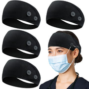 ABAMERICA Headbands with Button for Mask, Wide Nurses Headbands Non Slip Elastic Ear Protection for Women Men Doctors Sweatband Headband (BUTTON- 1 PACK COLOR05)