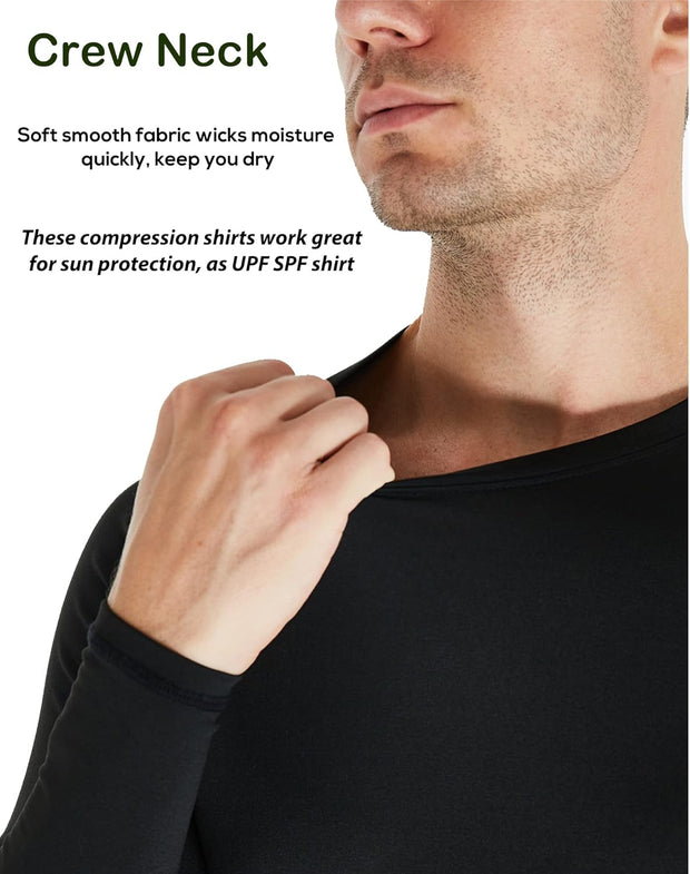 5 or 4 Pack Men's Compression Shirts Long Sleeve UPF SPF Rash Guard Workout Base Layer Undershirt Gear