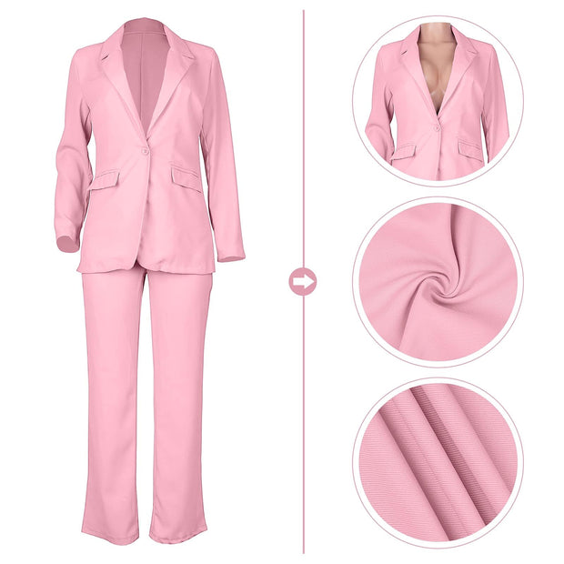 HuiSiFang Womens Fall Fashion 2 Piece Blazer Sets Open Front Blazers and Slim Fit Pants Suits Set