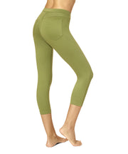No Nonsense Women's Classic Denim Capri Leggings with Pockets, Comfortable Stretch Pull on Pants