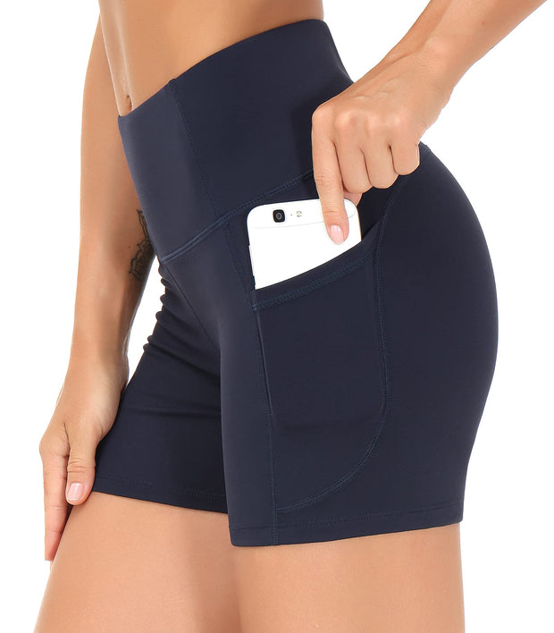 THE GYM PEOPLE Women's High Waist Workout Shorts Breathable Dolphin Split Elastic Lounge Yoga Shorts